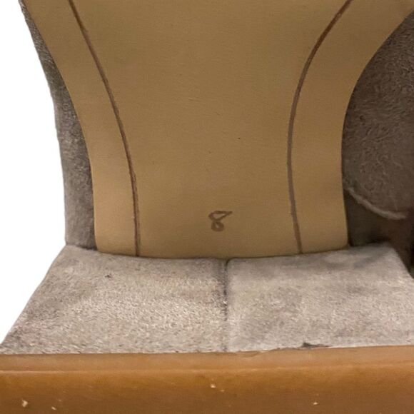 Sam Edelman Sz 8 Gray Taye Side Zipper Almond Toe Suede Block Ankle Boots - Picture 6 of 8